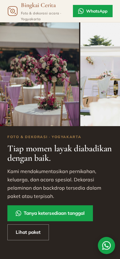 Screenshot mobile template Bingkai Cerita