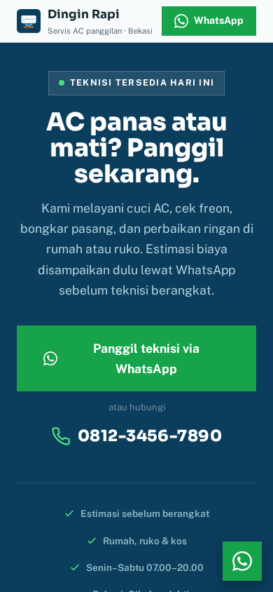 Screenshot mobile template Dingin Rapi