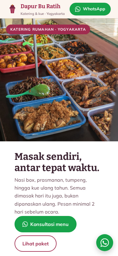 Screenshot mobile template Dapur Bu Ratih