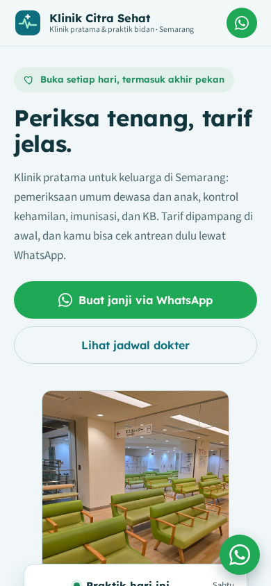 Screenshot mobile template Klinik Citra Sehat