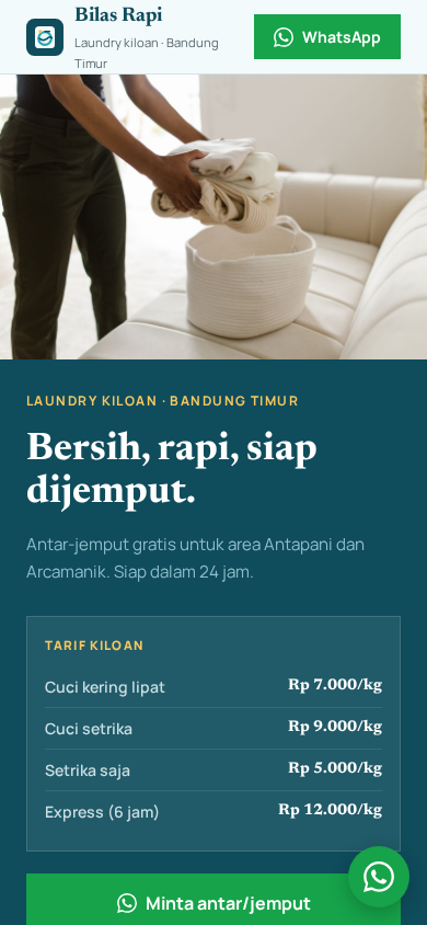 Screenshot mobile template Bilas Rapi